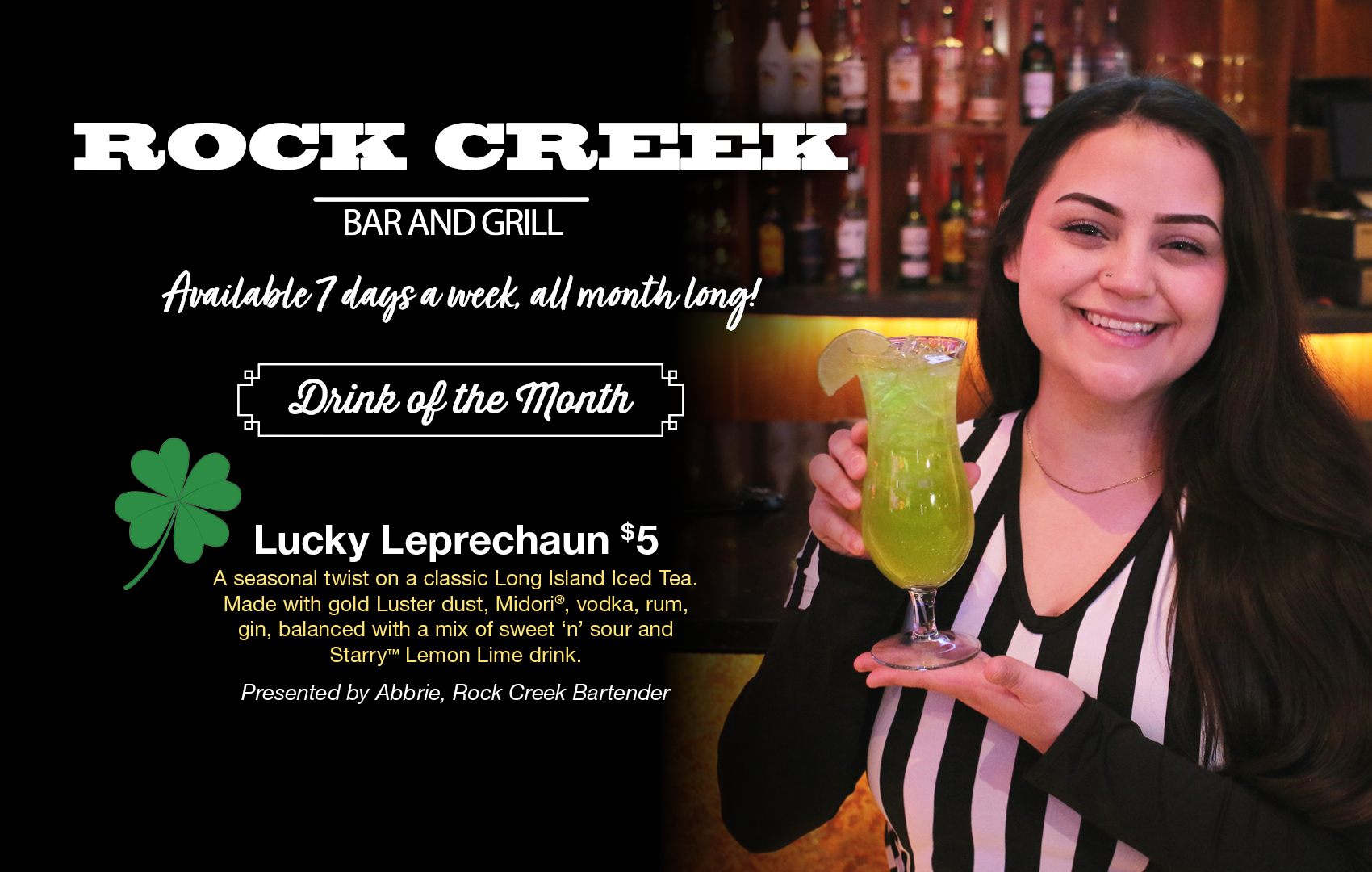 March Drink of the Month: Lucky Leprechaun $5, At Rock Creek Bar and Grill