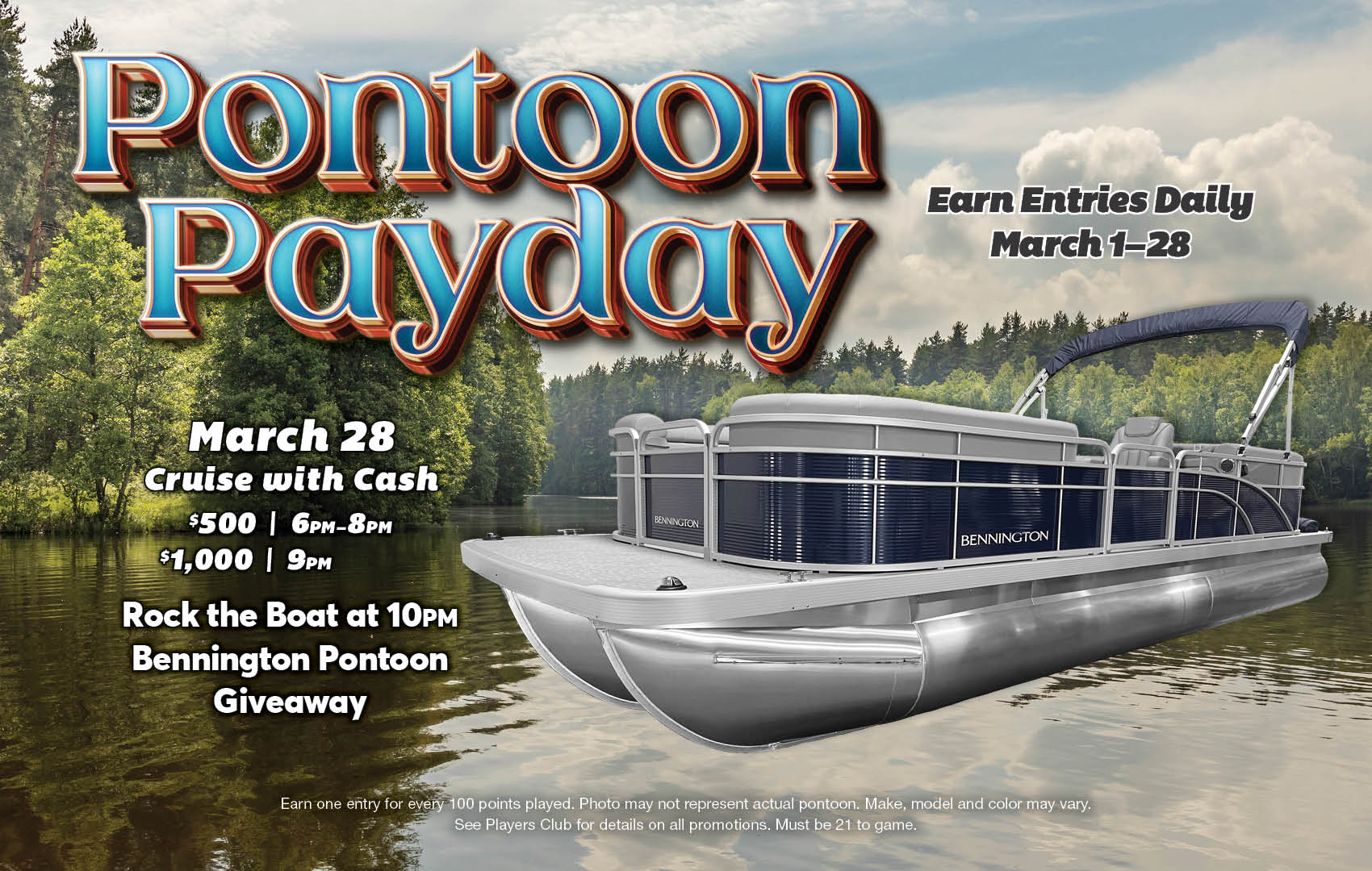 Pontoon Payday March 2026 Giveaway at Bristow Casino