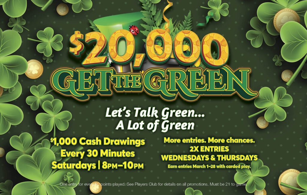 $20K Get the Green giveaway March 2026 at Checotah Casino