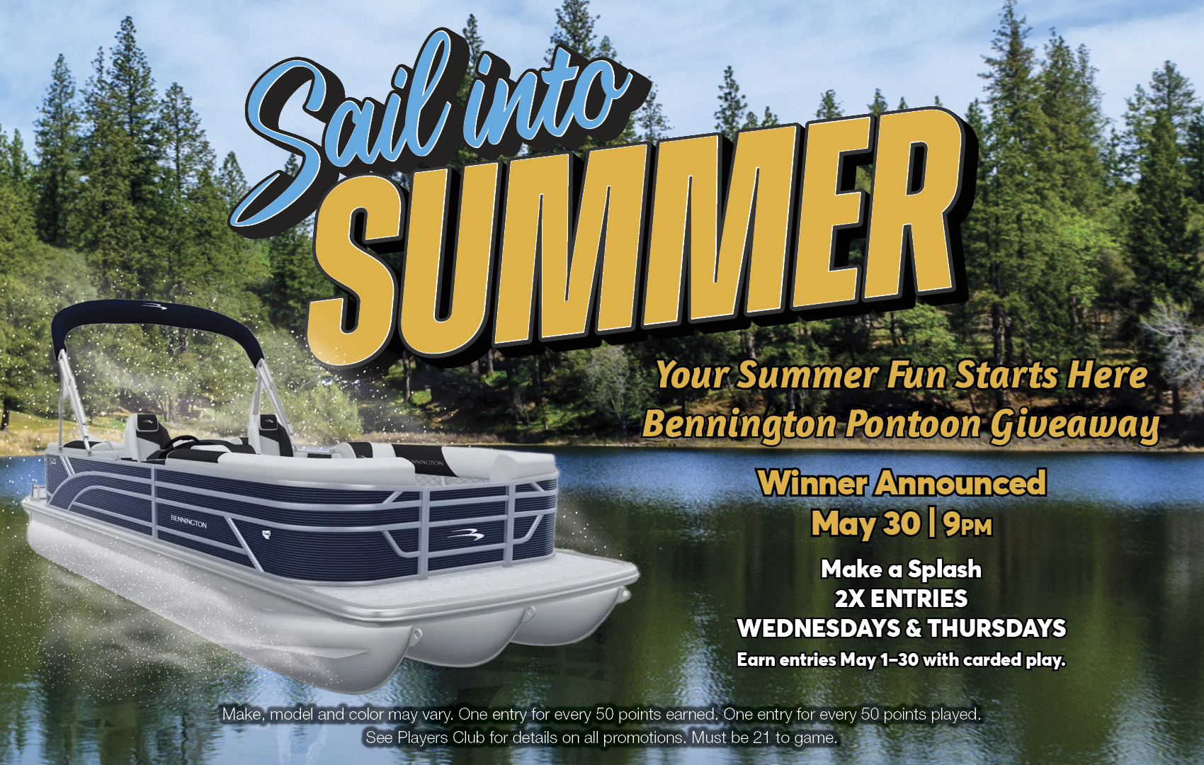 Sail into Summer Pontoon Giveaway May at reek Nation's Checotah Casino